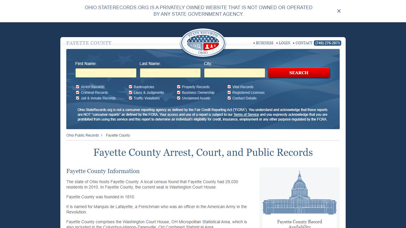 Fayette County Arrest, Court, and Public Records