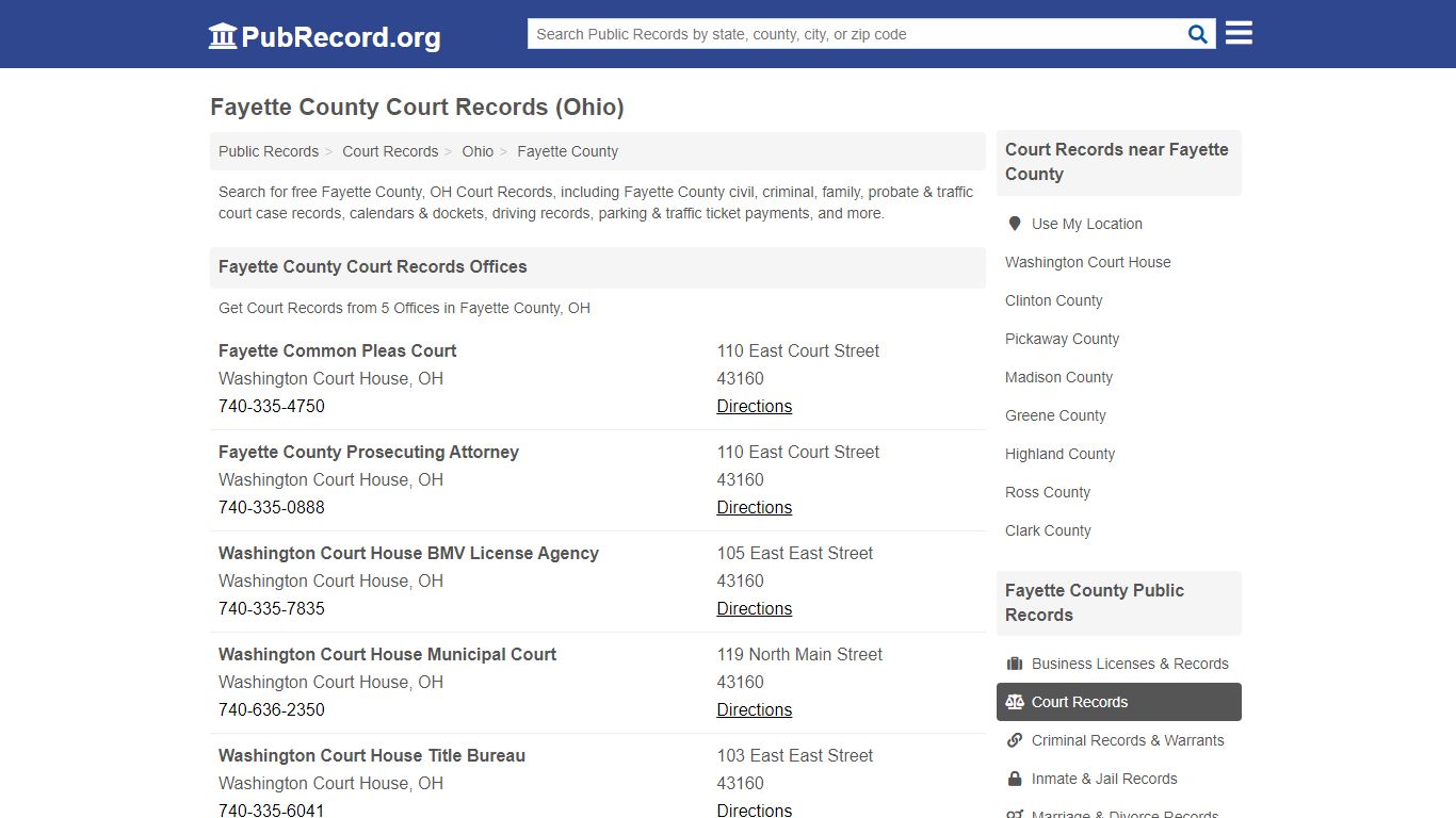 Fayette County Court Records (Ohio) - Public Record